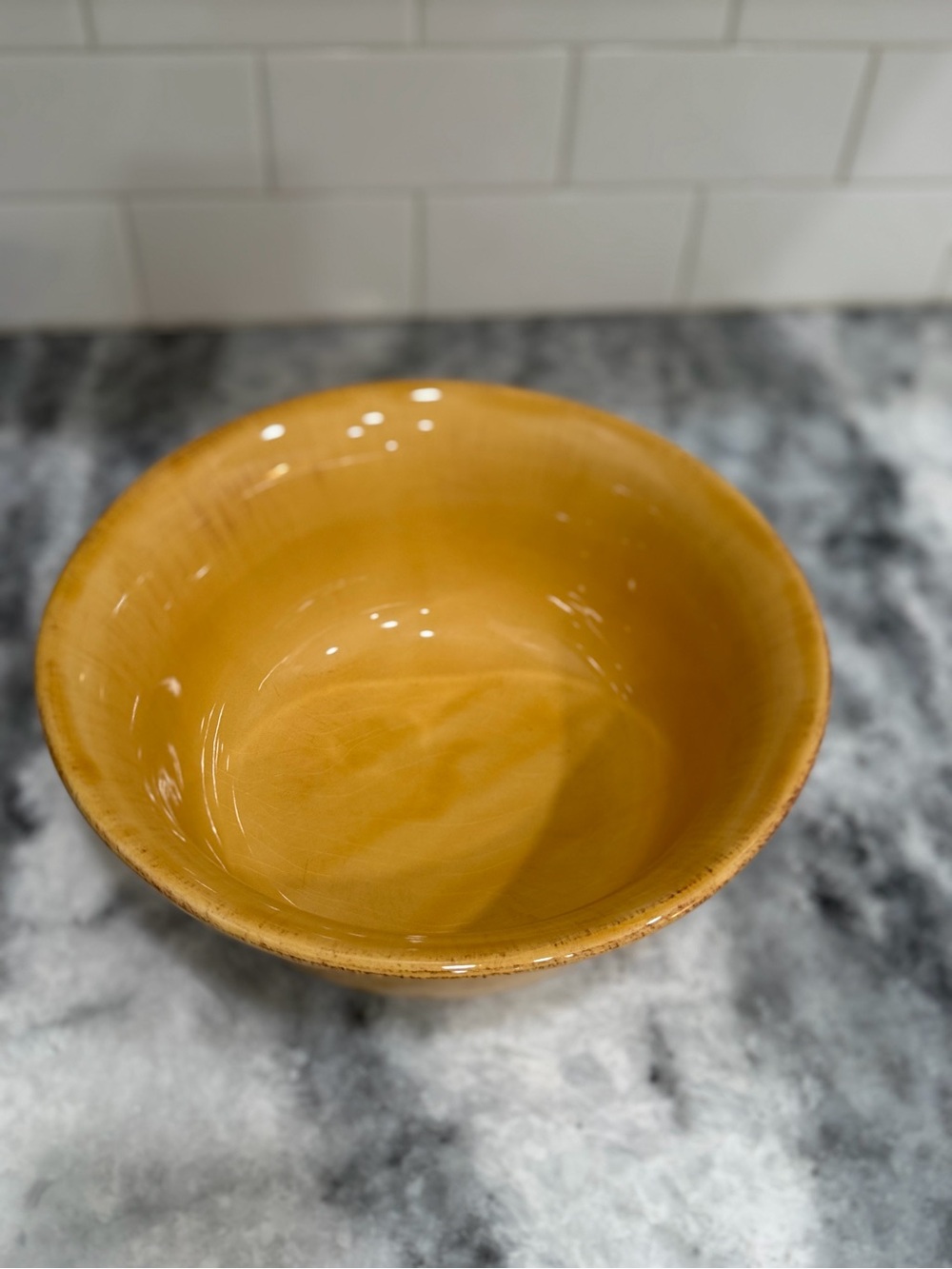 Pier 1 Golden Mustard Ceramic Serving Bowl